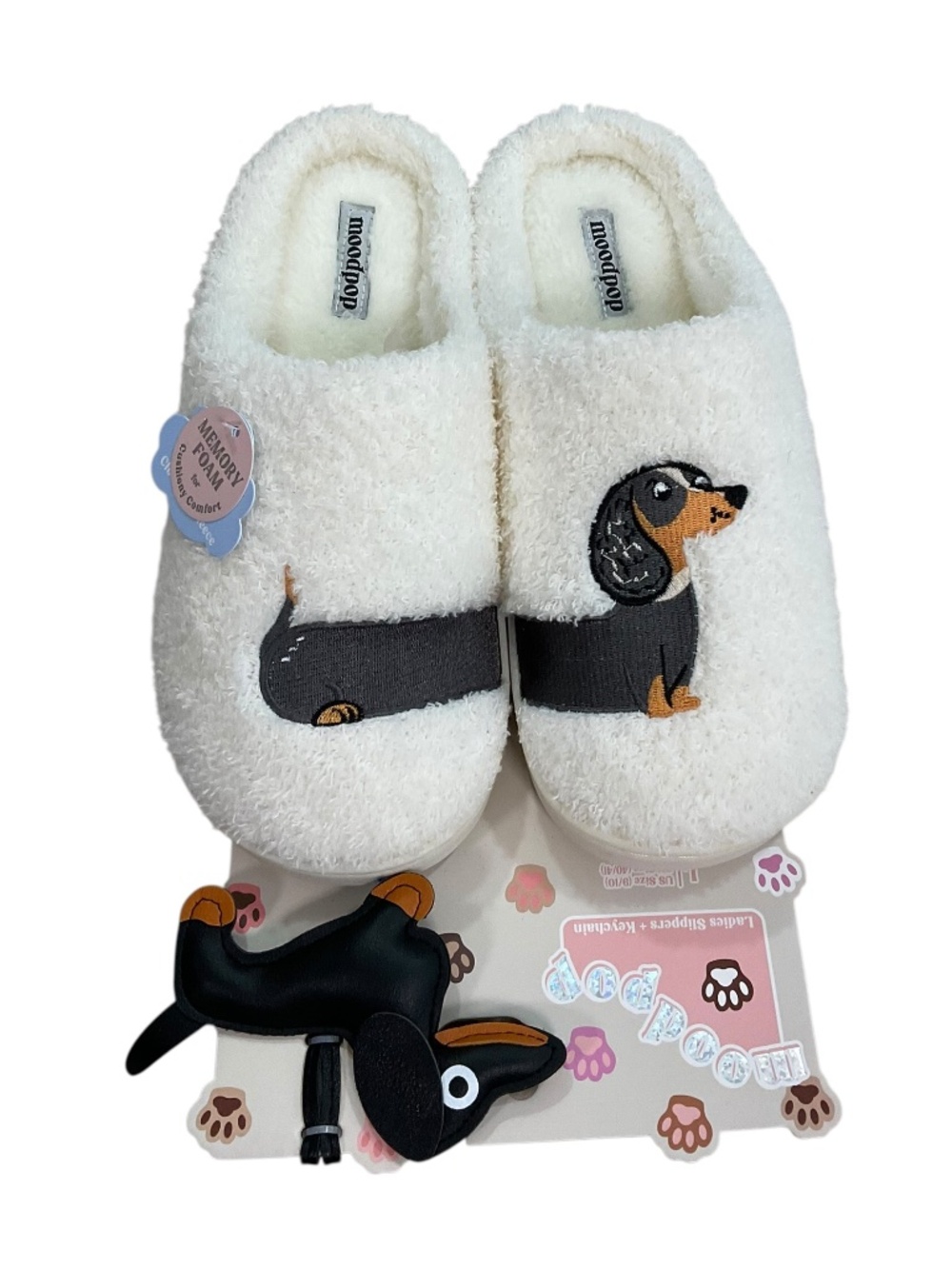 Moodpop Dachshund Wiener Dog Memory Foam Slippers Keychain L 9/10